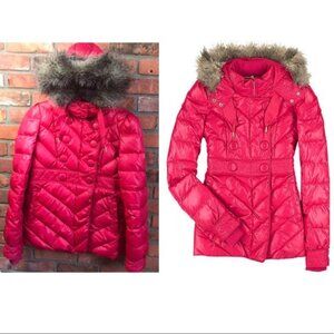 Juicy Couture Vintage Y2K Muse Quilted Puffer Parka Hood Coat Faux Fur Jacket M